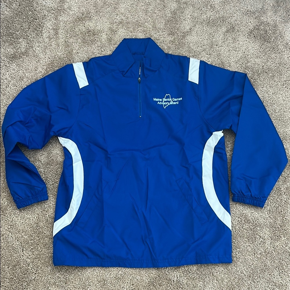 VINTAGE Y2K Mens S Blue Maine Pullover Windbreaker Jacket